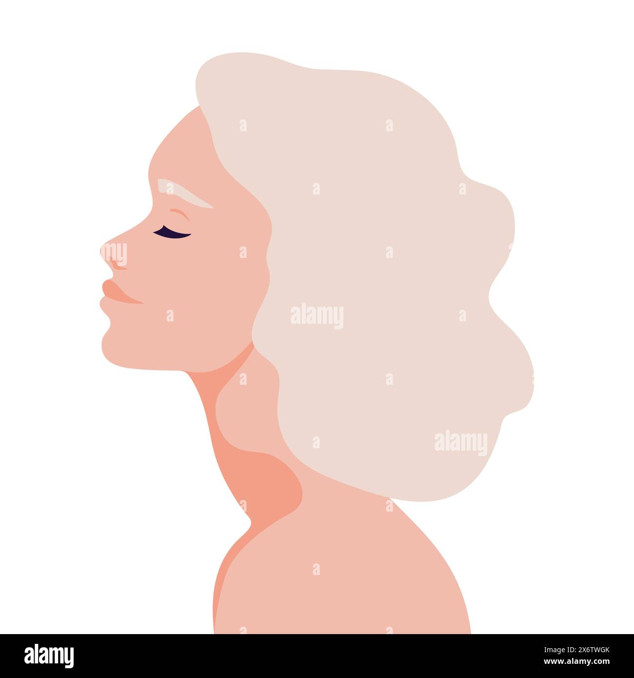 Beautiful blond woman with closed eyes profile portrait. Young female abstract avatar. Vector illustration Stock Vector