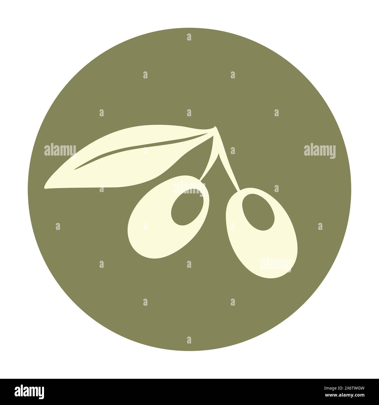 Olive branch silhouette in green circle. Vector illustration Stock ...