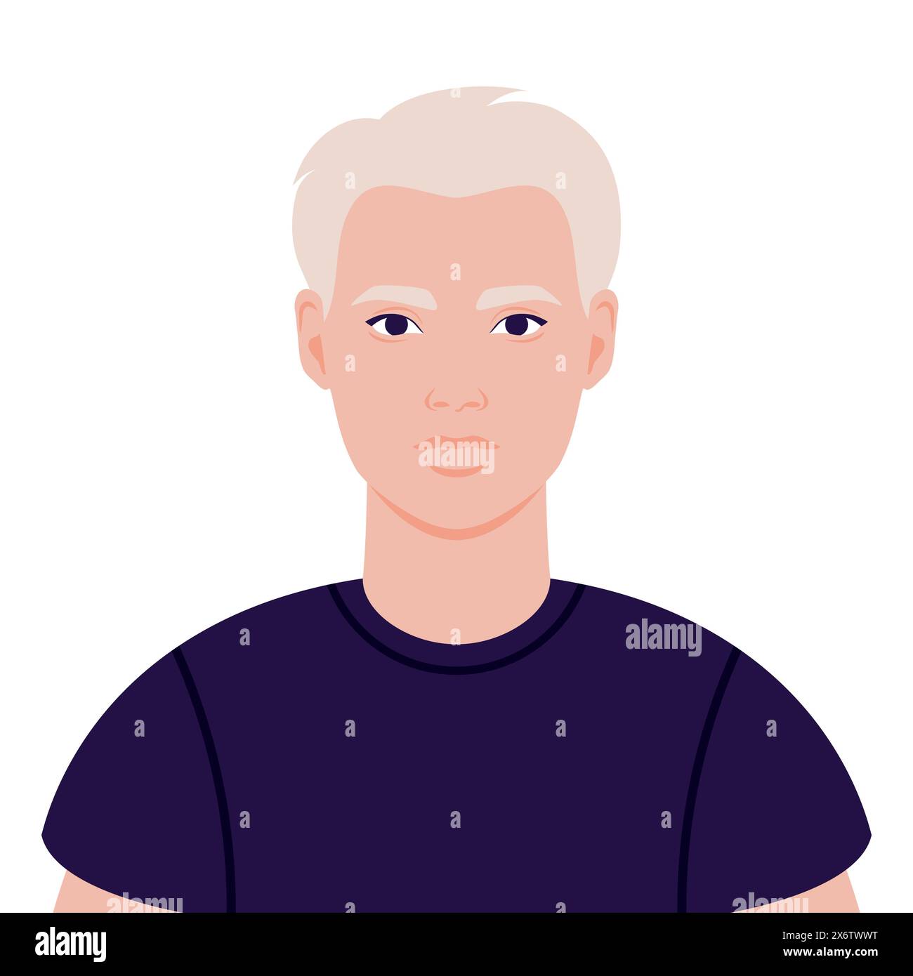 Portrait of a beautiful blond young man in T shirt. Avatar for social media. Vector illustration Stock Vector