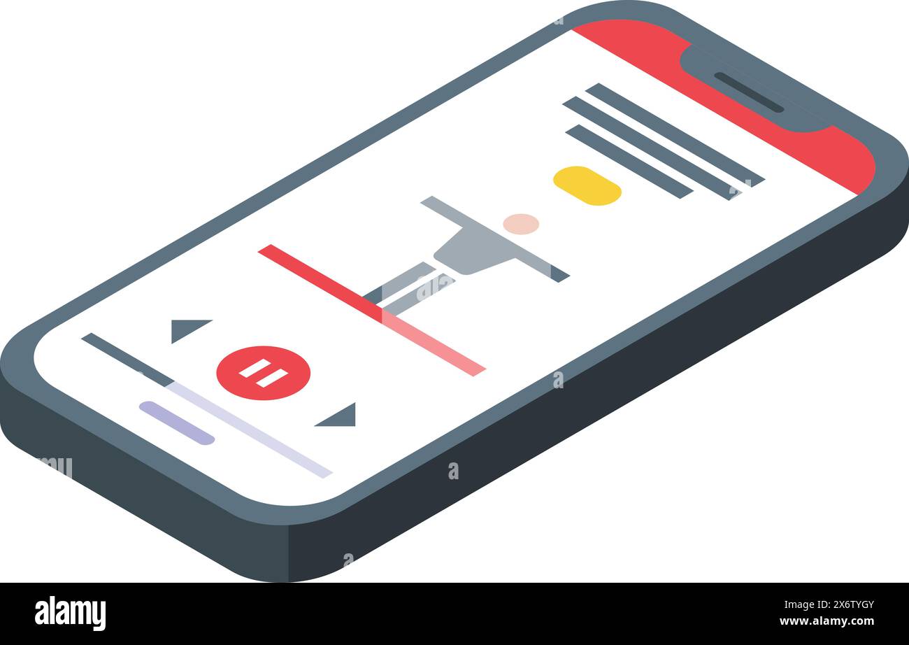 Vector illustration of a 3d smartphone with a music player app ...