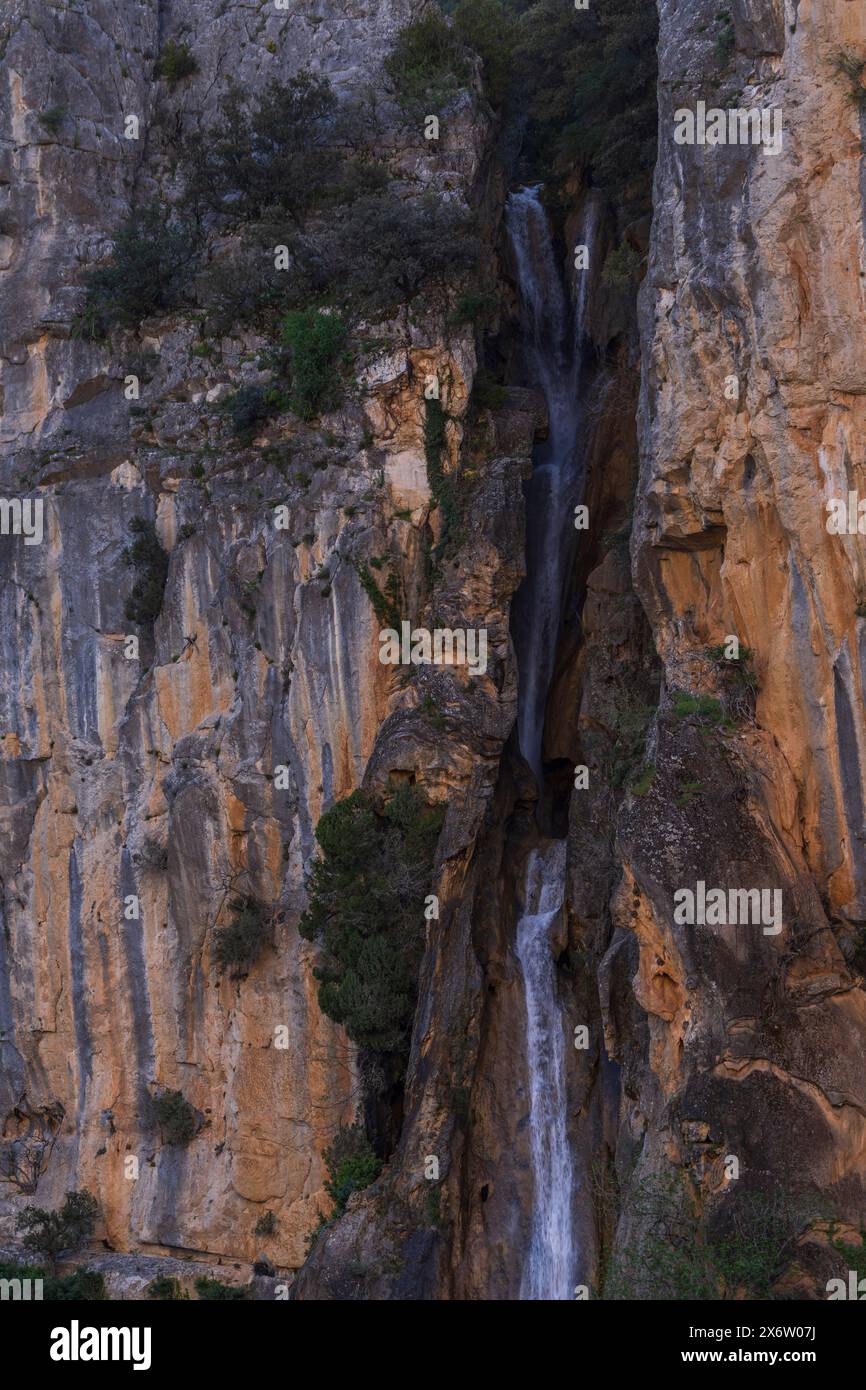 Linarejos Waterfall, Cerrada de Utrero, Natural Park of the Sierras de Cazorla, Segura and Las Villas, Jaén province, Andalusia, Spain. Stock Photo