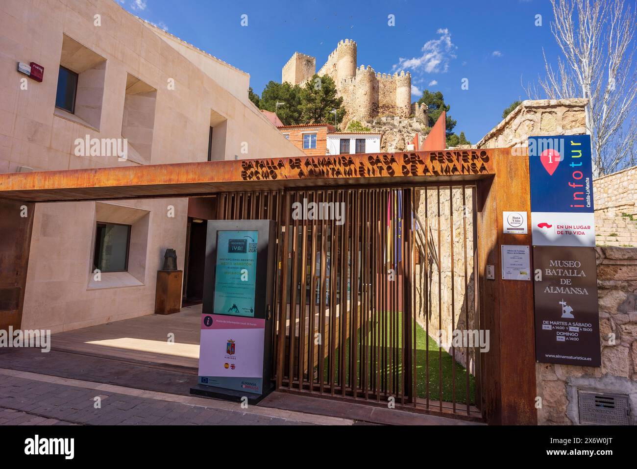 museum and tourist information office, Almansa Castle, Almansa, Albacete province, Castilla-La Mancha, Spain. Stock Photo