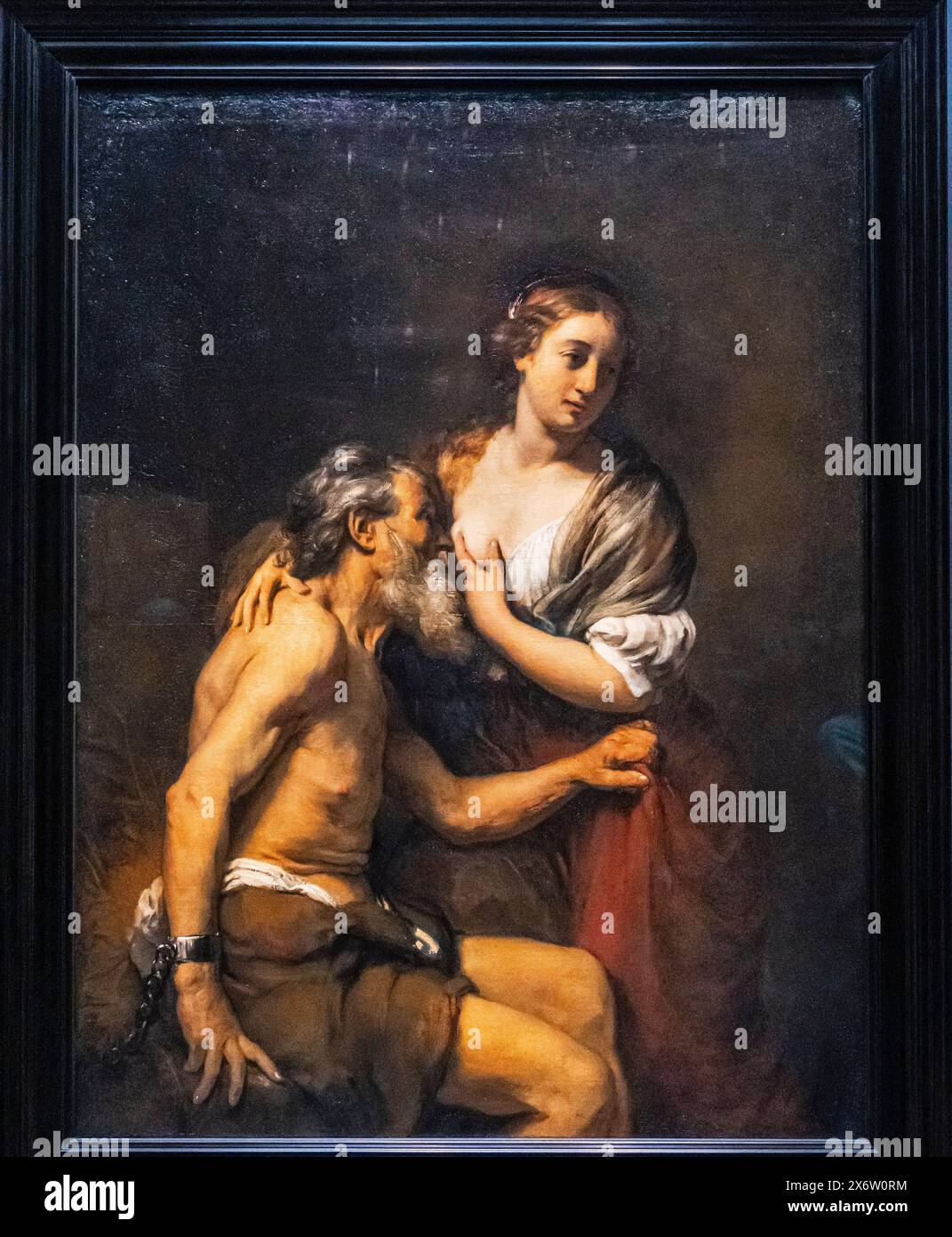 Cimon and Pero, at. Willlem Drost, oil on canvas, 1656-57, Amsterdam, Netherlands. Stock Photo