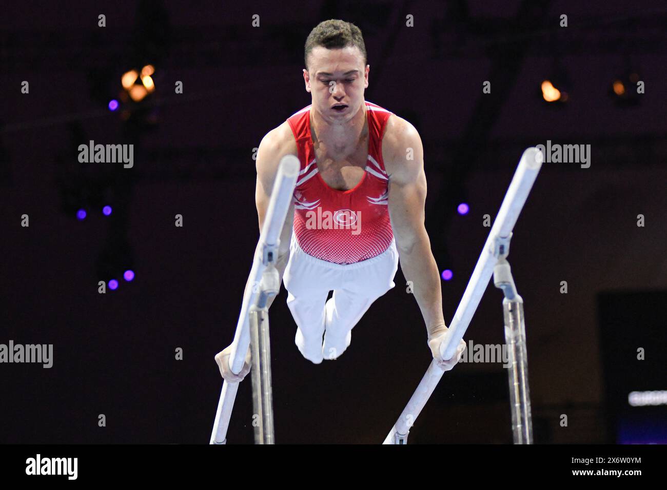 Ahmet Onder (Turkey). European Championships Munich 2022: Artistic Gymnastics, Men's Parellel Bars Finals Stock Photo