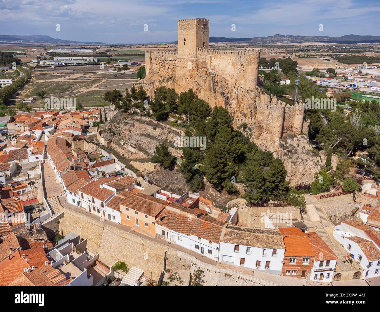 Almansa Castle, National Historical-Artistic Monument, 14th century on Almohad remains, Almansa, Albacete province, Castilla-La Mancha, Spain. Stock Photo