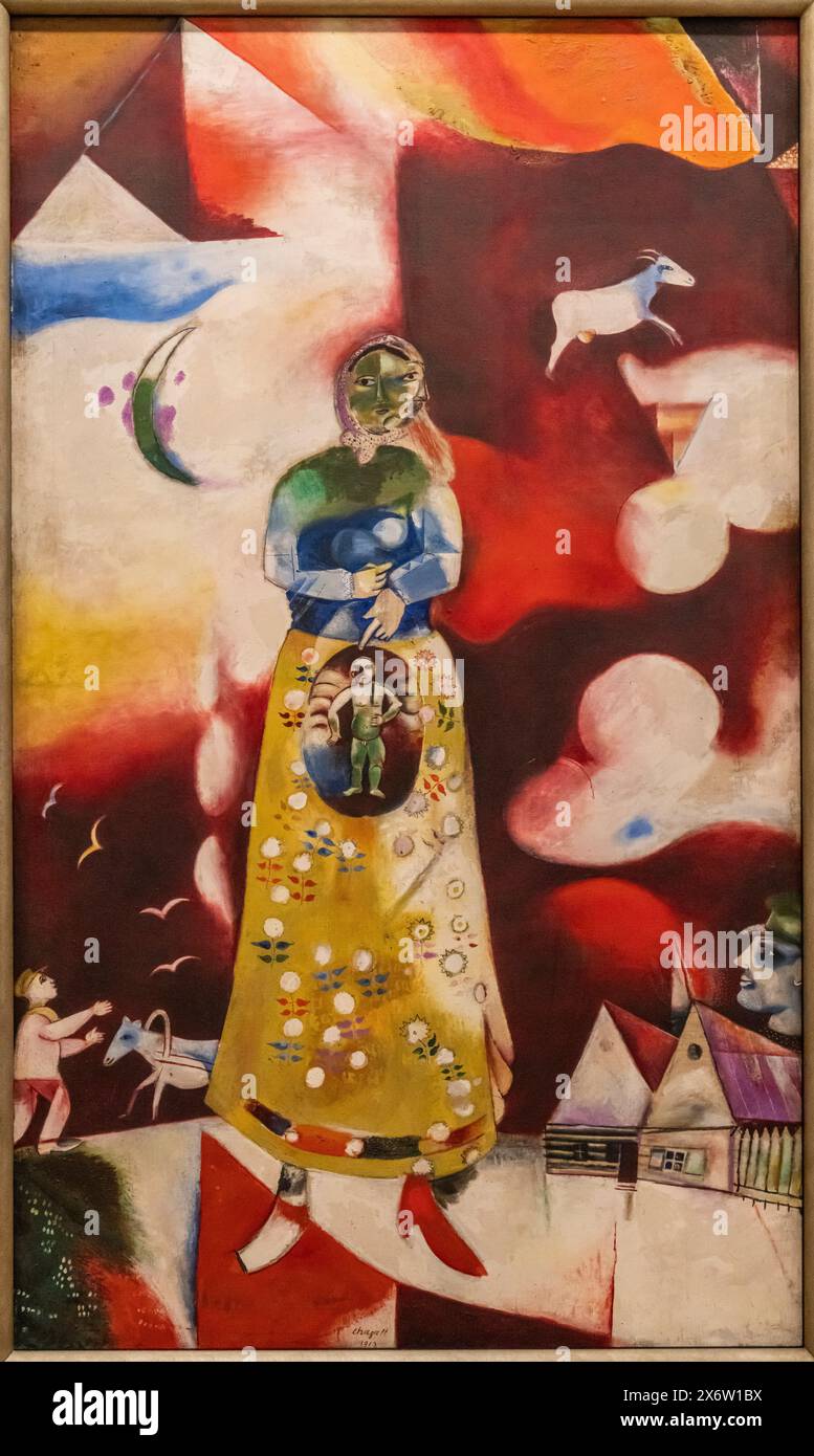 Marc Chagall, The pregnant woman, 1913,oil on canvas, , oil on canvas, Amsterdam, Netherlands. Stock Photo