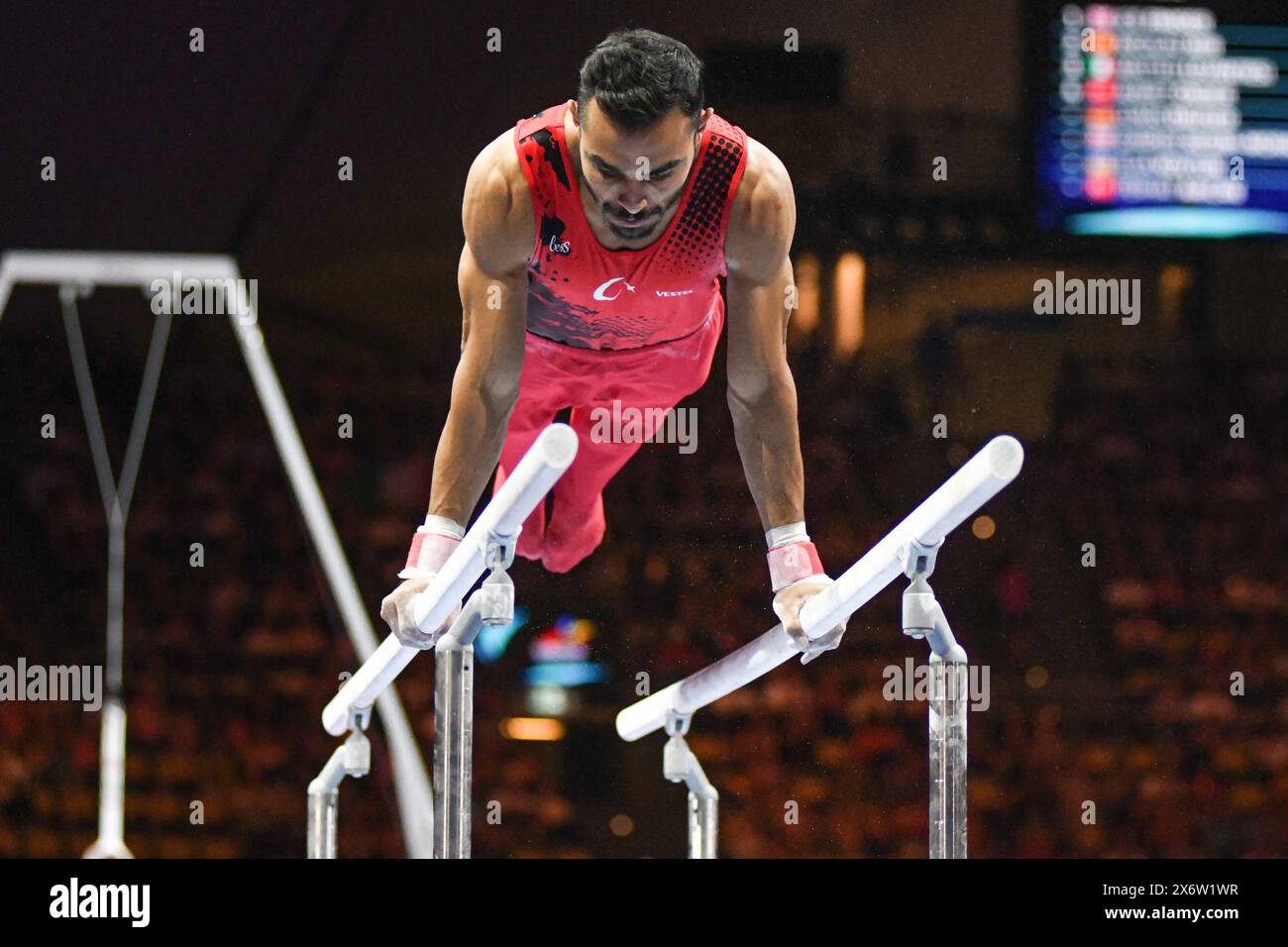 Ferhat Arican (Turkey). Artistic Gymnastics, Men's Parallel bars finals. European Championships Munich 2022 Stock Photo