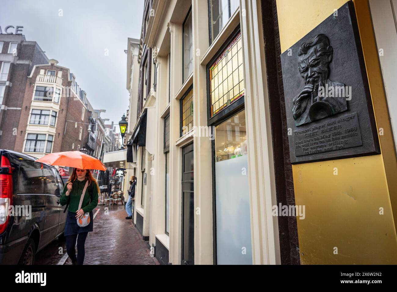 memorial plaque to Chet Baker, at the place where he died, Prins ...