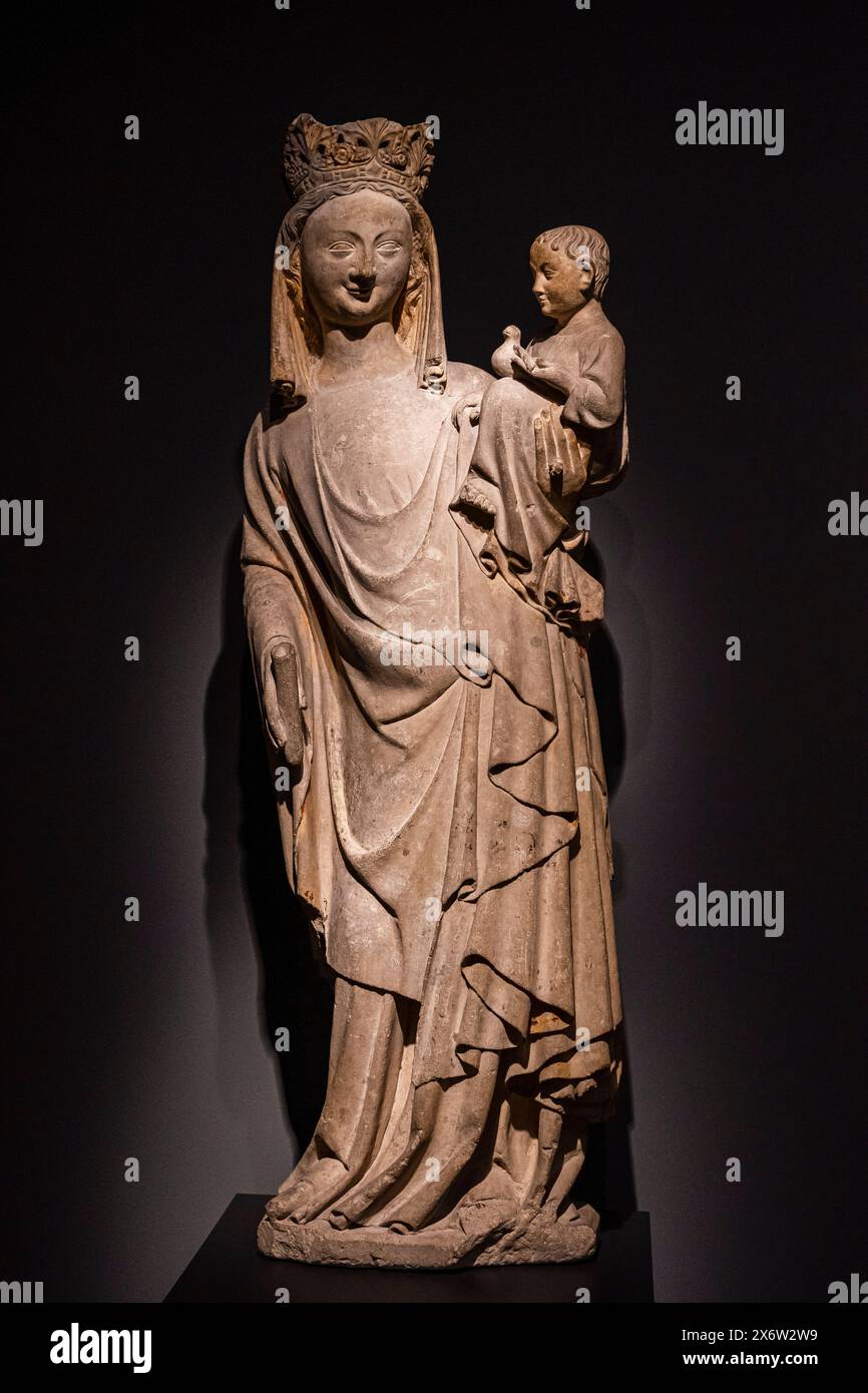 Virgin and Child, normandy, c. 1350, sandstone with traces of gilding, , Amsterdam, Netherlands. Stock Photo