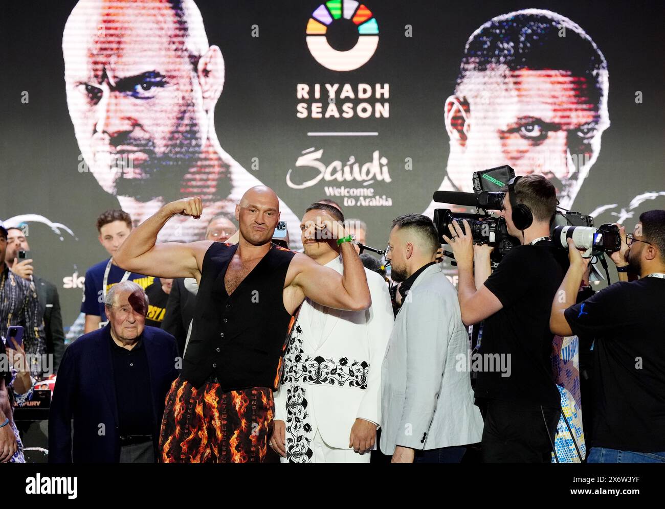 Tyson Fury and Oleksandr Usyk during a press conference at BLVD City