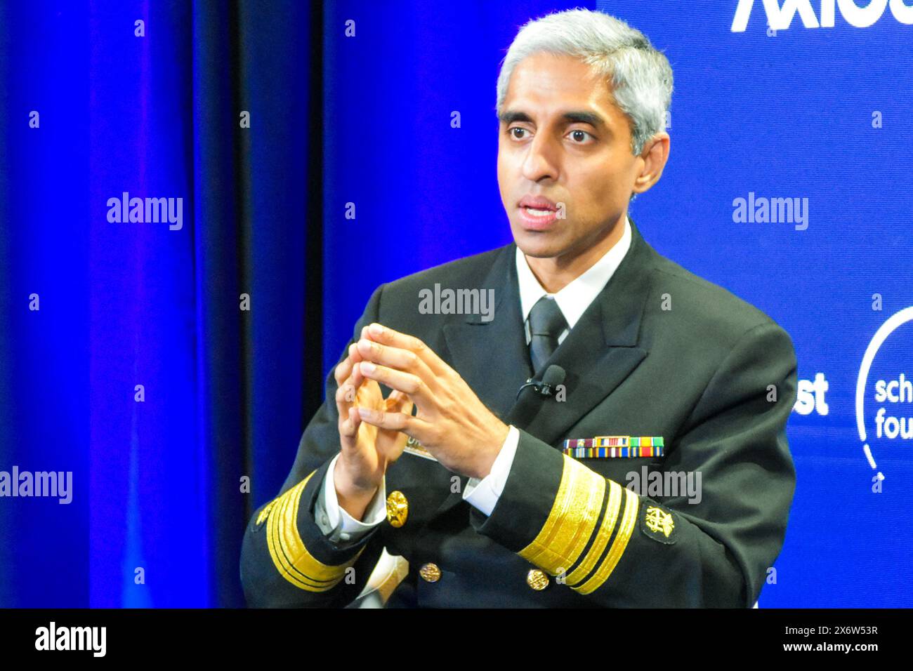 Vivek Murthy, U.S. Surgeon General, at Axios forum on youth mental health in Washington, D.C., 16 May 2024 Stock Photo