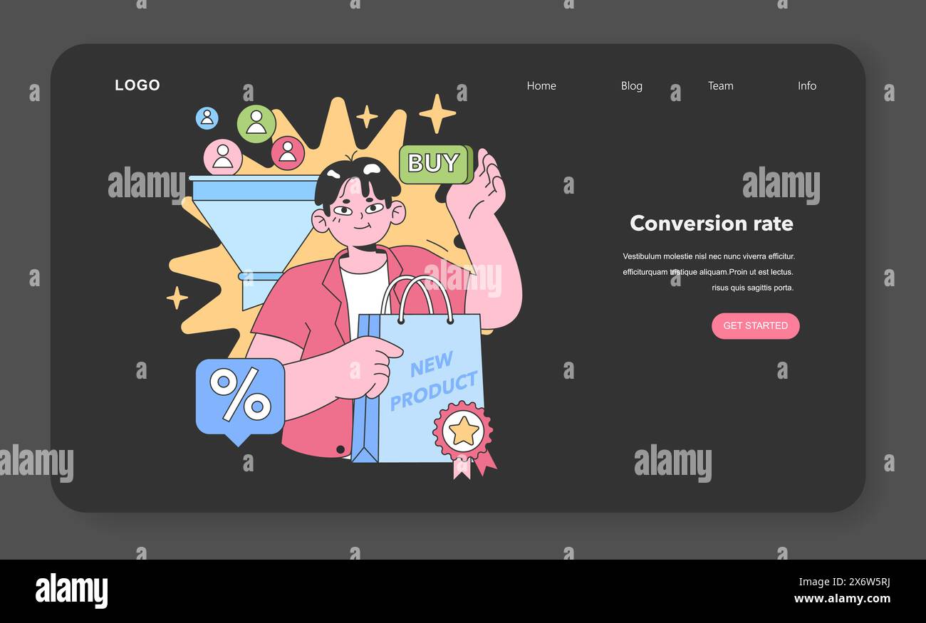 Smiling shopper with a 'BUY' button and a new product bag, representing