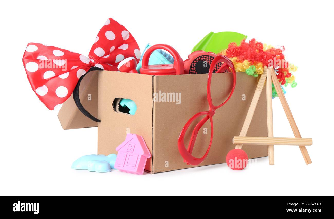 Over Stuff Box Box with unwanted stuff isolated on white Stock Photo - Alamy