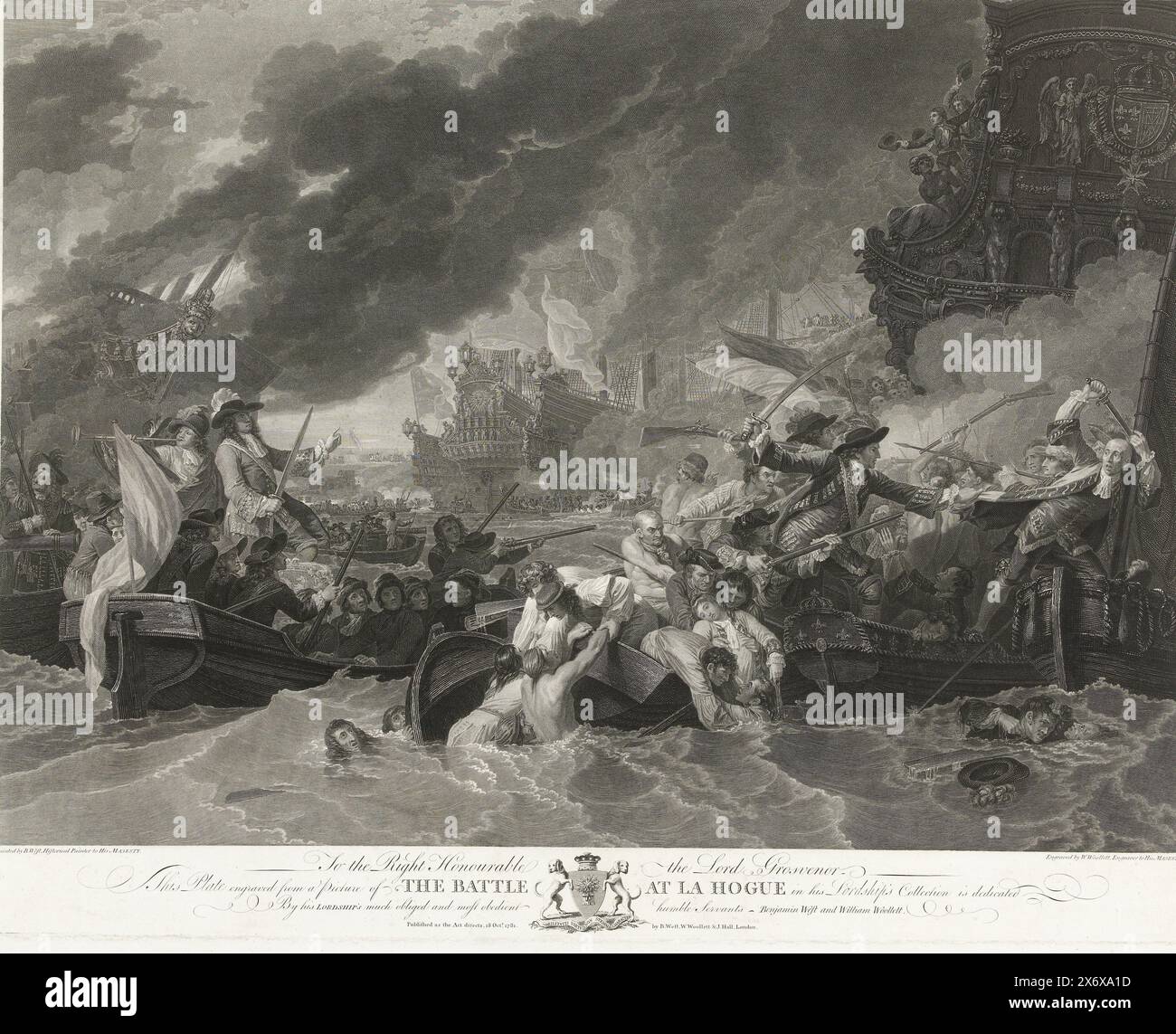The naval battle at Cape La Hogue, 1692, The Battle at La Hogue (title ...
