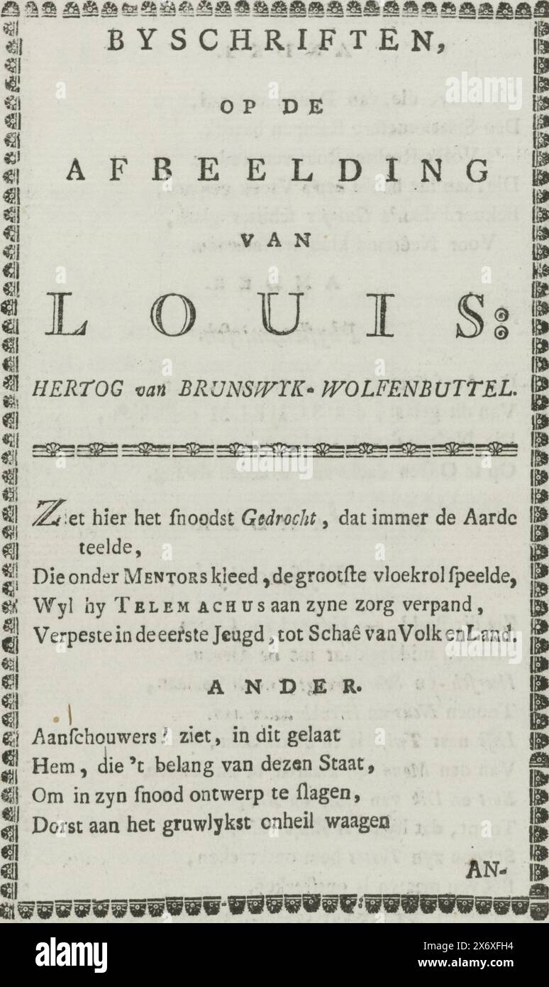 Mocking verses on the portrait of the Duke of Brunswick, 1782-1783 ...