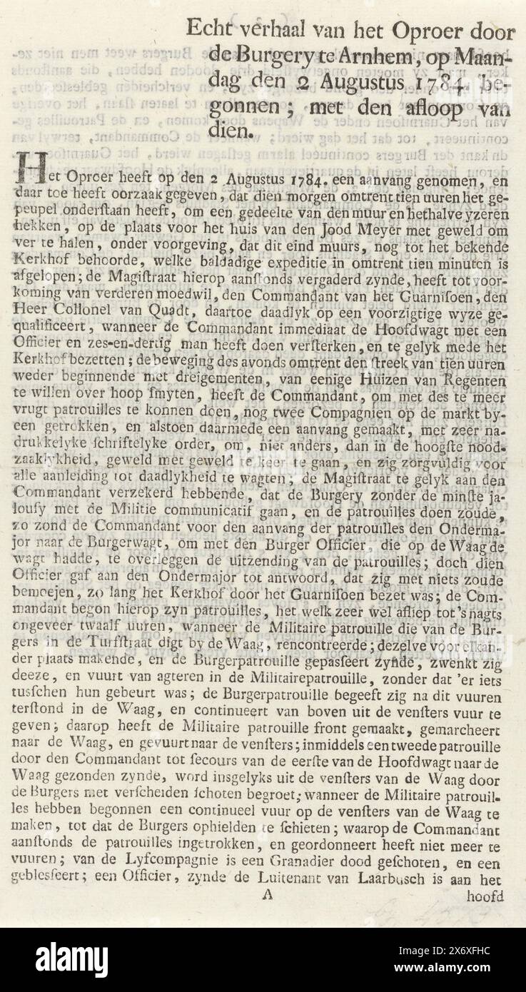 Text sheet with story of the confrontation between civilian patrol and ...