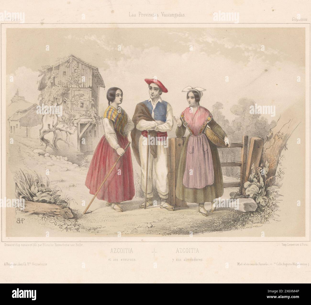 Three figures from Azcoitia in Basque costume, Azcoitia et ses environs ...