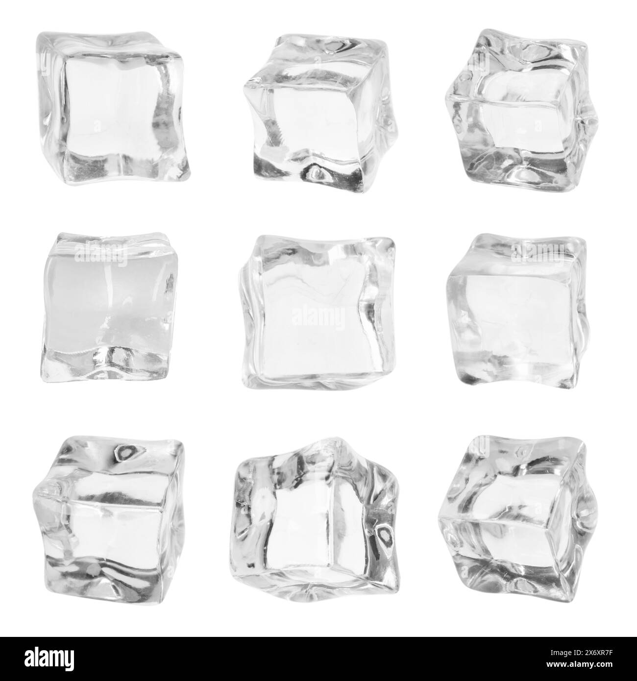 Crystal clear ice cubes isolated on white, set Stock Photo Alamy