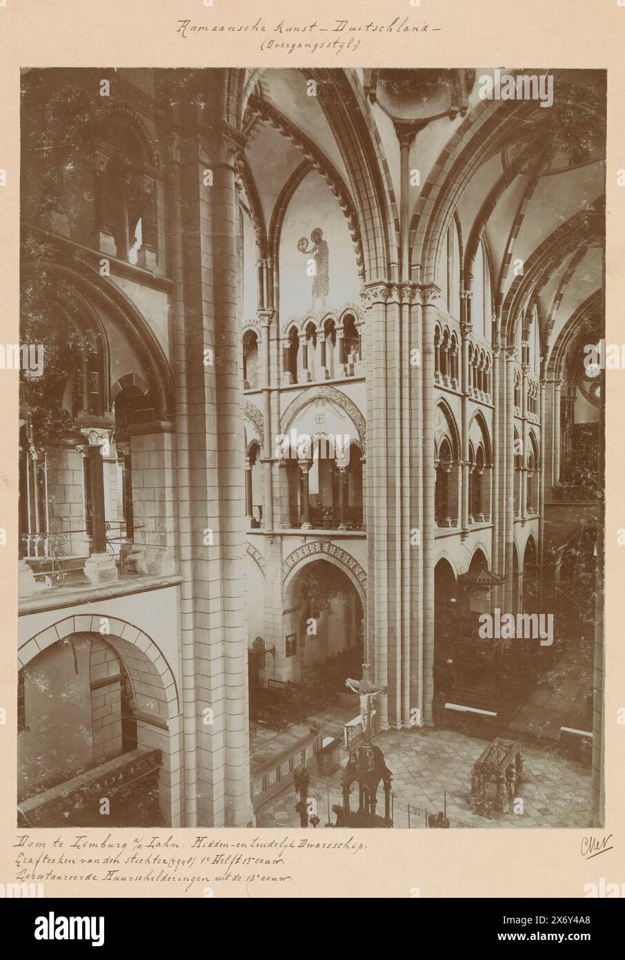 Interior of the Limburg Cathedral, photograph, anonymous, Limburg (Duitsland), c. 1875 - c. 1900, cardboard, height, 284 mm × width, 220 mm Stock Photo