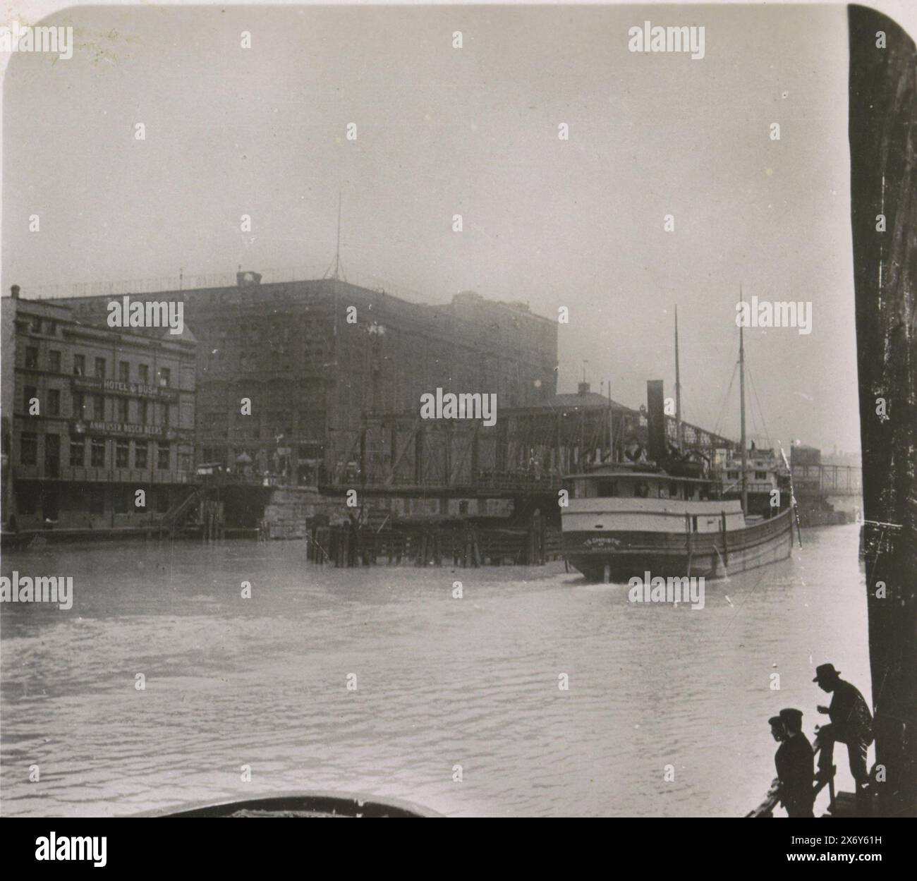 View of the harbor of Chicago, bottom right of the photo on the right: 648., stereograph, anonymous, unknown, c. 1884 - c. 1914, paper, height, 89 mm × width, 181 mm Stock Photo