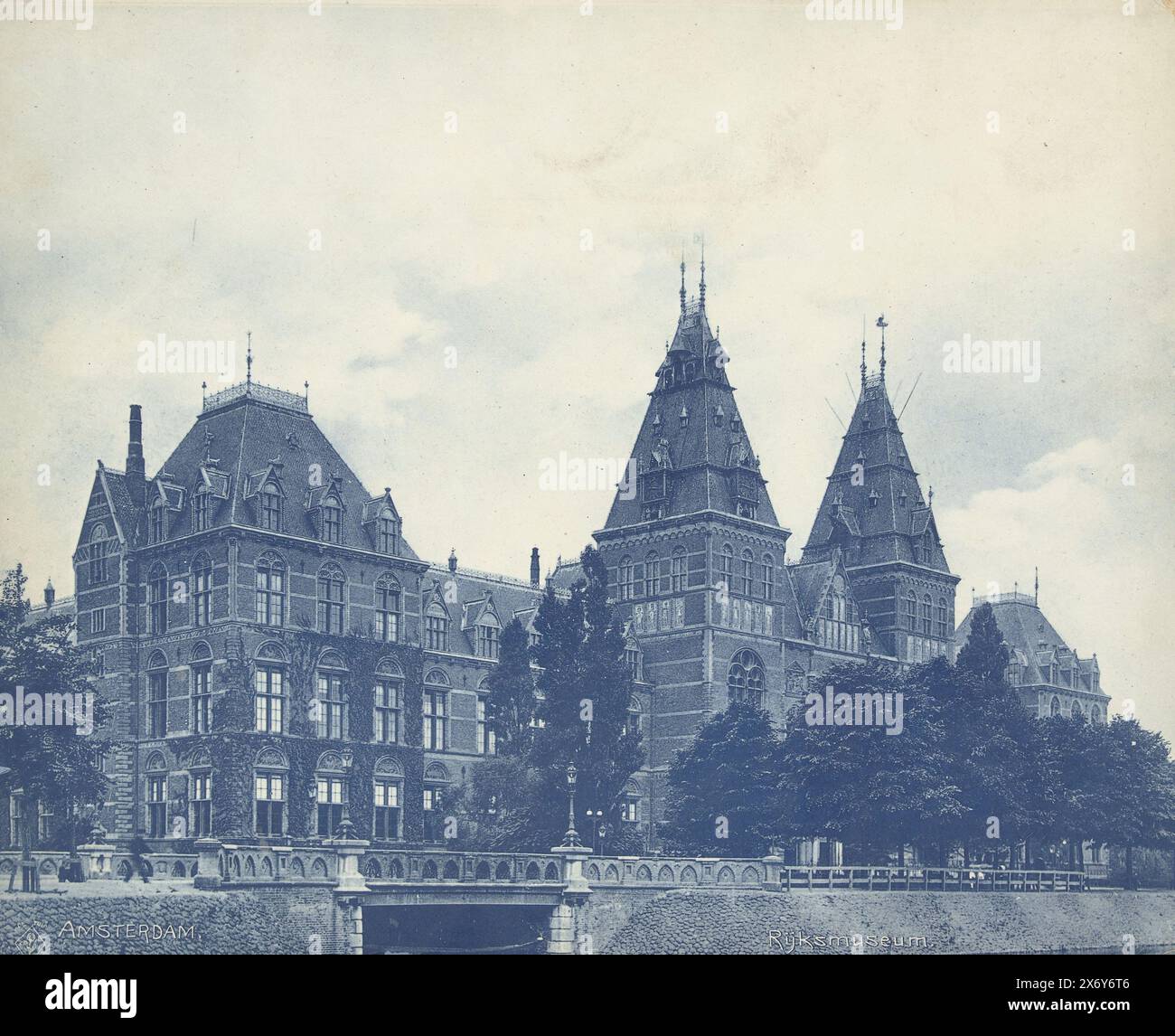 View of the Rijksmuseum, Amsterdam, Amsterdam, Rijksmuseum (title on object), photograph, anonymous, publisher: De Tulp, (mentioned on object), Netherlands, c. 1900 - c. 1930, photographic support, collotype, height, 225 mm × width, 276 mm Stock Photo