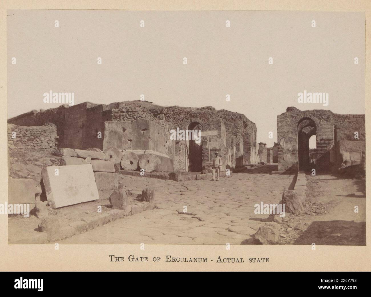 Ruins of the gate of Herculaneum, The gate of Erculanum - Actual State (title on object), photograph, anonymous, c. 1890 - in or before 1895, photographic support, albumen print, height, 116 mm × width, 177 mm Stock Photo