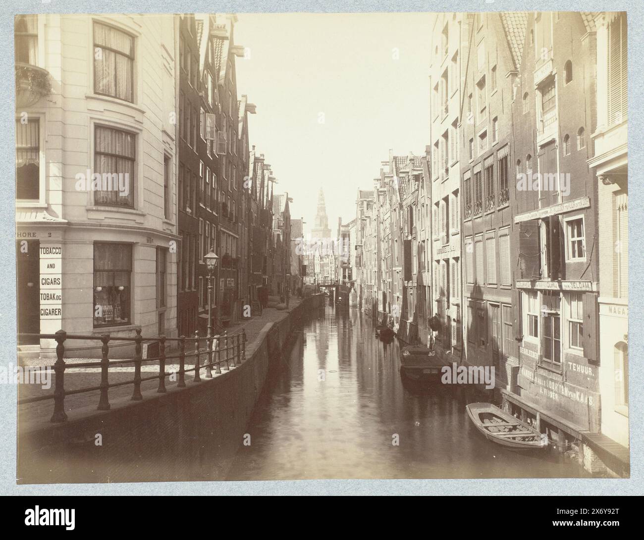 View of Oudezijds Achterburgwal, the Kolkje in Amsterdam, photograph, anonymous, Amsterdam, c. 1880 - c. 1890, paper, albumen print, height, 205 mm × width, 268 mm, height, 297 mm × width, 400 mm Stock Photo