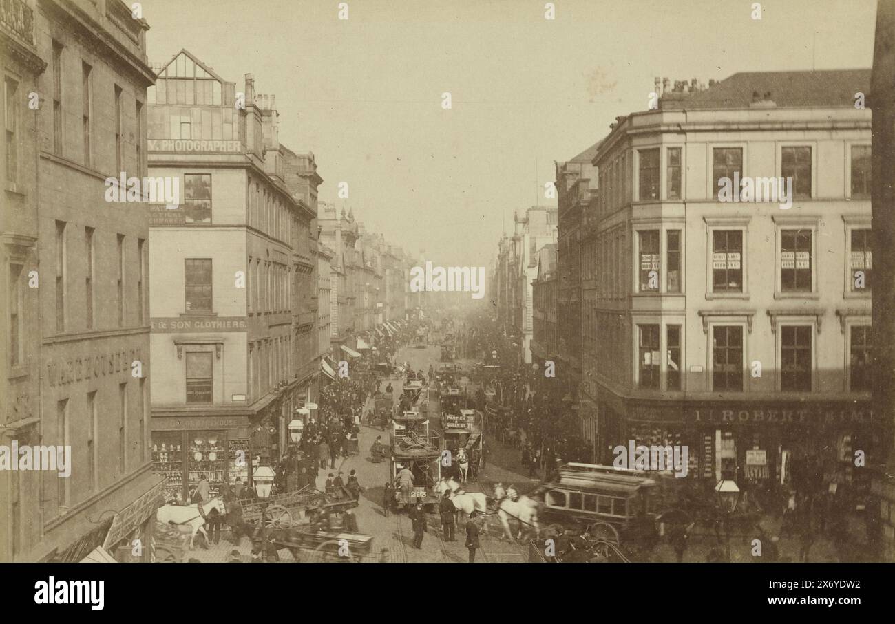 View of Argyle Street in Glasgow, left a studio of an unknown photographer, Argyle Street, Glasgow (title on object), photograph, James Valentine, (mentioned on object), Glasgow, 1851 - 1880, paper, albumen print, height, 134 mm × width, 202 mm, height, 243 mm × width, 317 mm Stock Photo