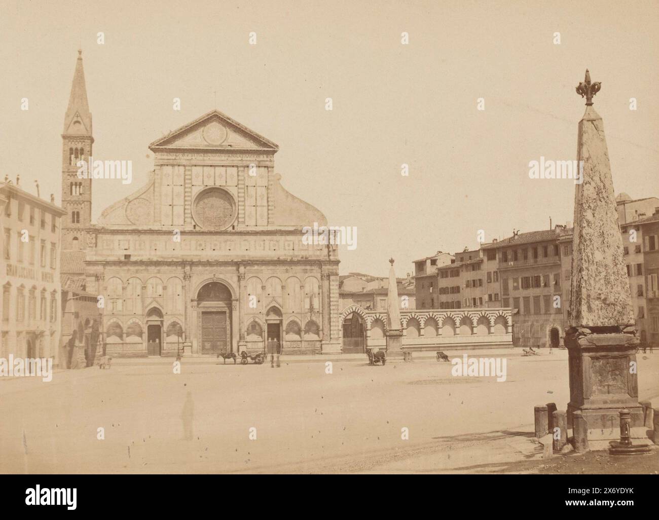 View of the Santa Maria Novella in Florence, Italy, S. Maria Novella (title on object), photograph, anonymous, after sculpture by: Bartolomeo Ammannati, after sculpture by: Giambologna, Florence, 1851 - 1900, cardboard, albumen print, height, 209 mm × width, 281 mm Stock Photo