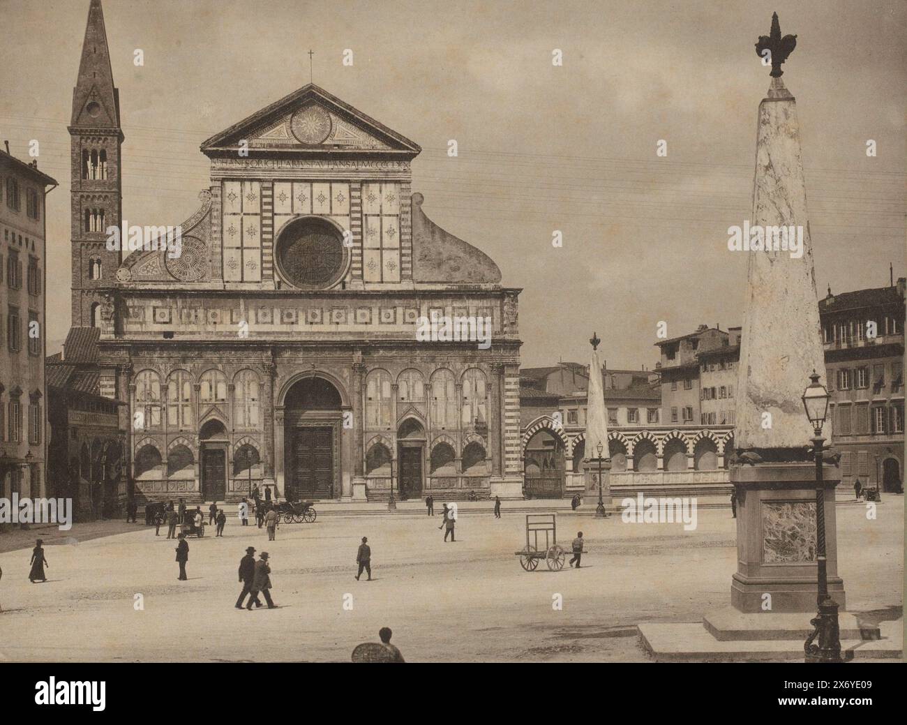 View of the Santa Maria Novella in Florence, Italy, photomechanical print, anonymous, anonymous, after sculpture by: Bartolomeo Ammannati, Florence, 1870 - 1920, cardboard, collotype, height, 227 mm × width, 303 mm Stock Photo