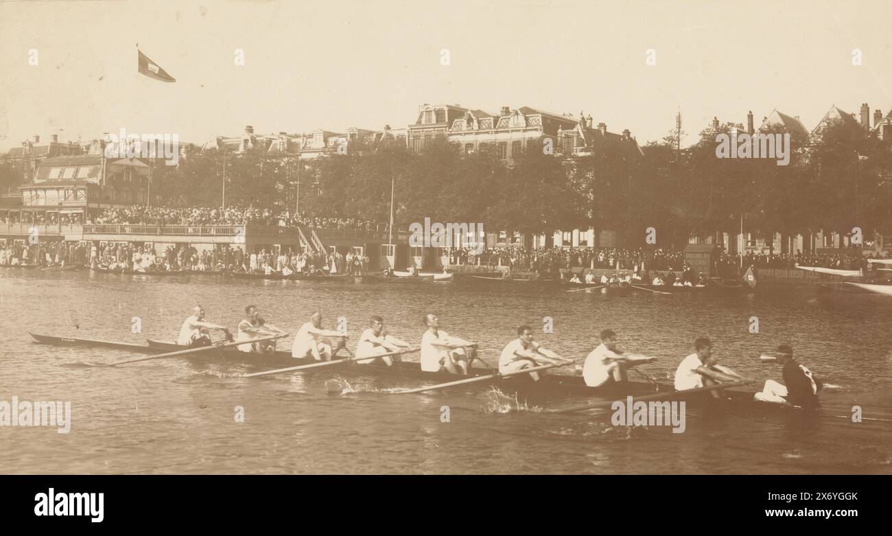 Peter Masys Rowing Royal rowing competition on the Amstel, 1918, young 8 de Maas (title on ...