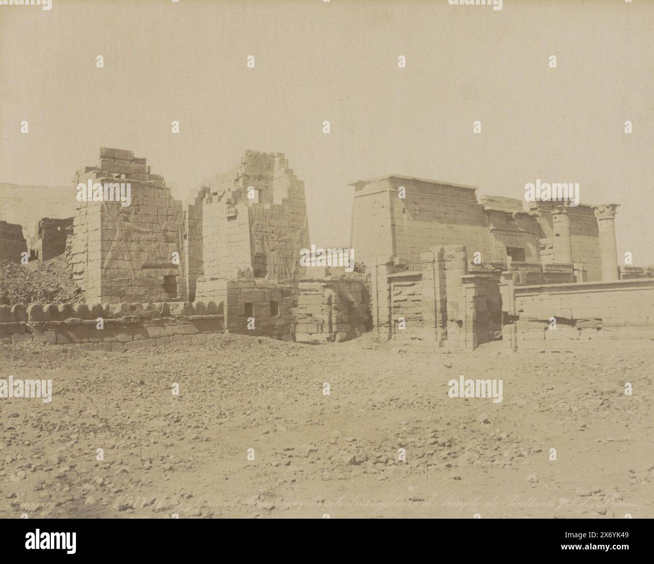 Photo Ancienne Zangaki - Temple D'Edfou, Égypte - Tirage Albuminé 21,5x28 Cm, Avant 1900