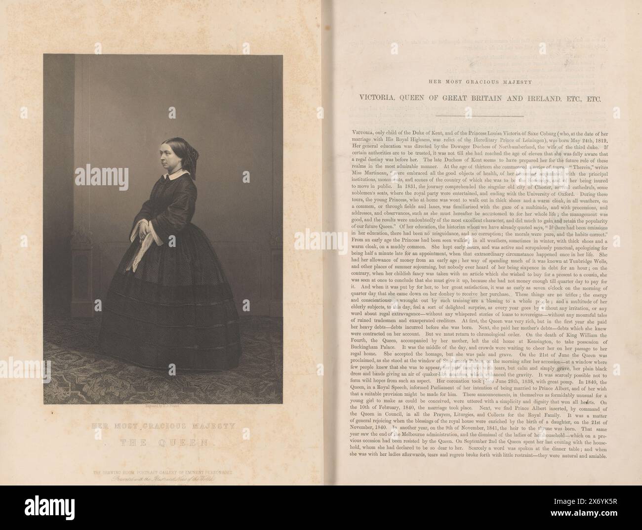 The Drawing Room Portrait Gallery of Eminent Characters vol. I, The Drawing Room Portrait Gallery of Eminent Personages, presented with the Illustrated News of the World vol. I (title on object), Book with 102 steel engravings and etchings based on photographs, mainly of British heads of state, politicians, scientists and writers. The pictures are accompanied by a text about the person in question of one to two pages., book, print maker: Daniel John Pound, (mentioned on object), after photo by: diverse vervaardigers, printer: The Illustrated News of the World, (mentioned on object), London Stock Photo