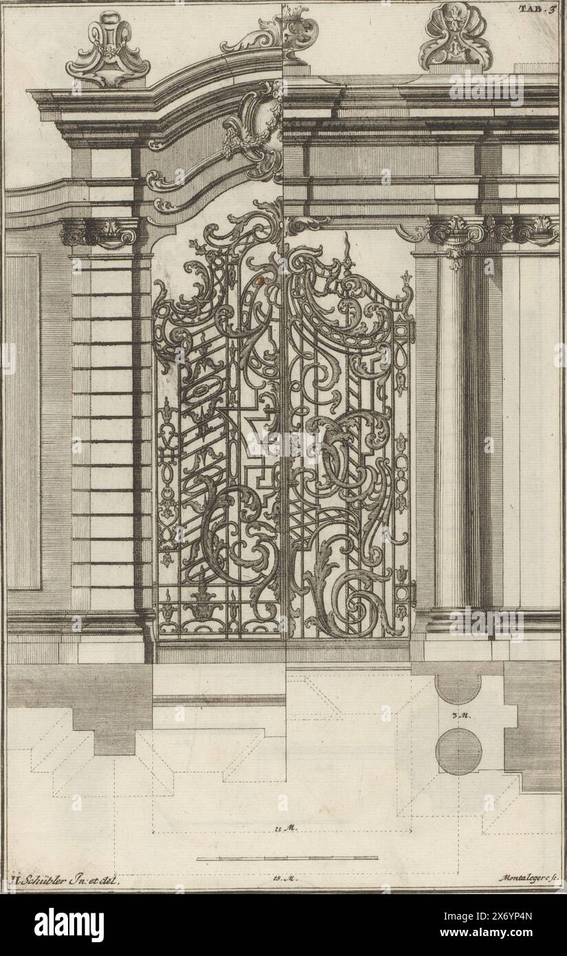 Garden portal with fencing, cartouche and vase, Weitere Eröffnung zur ...