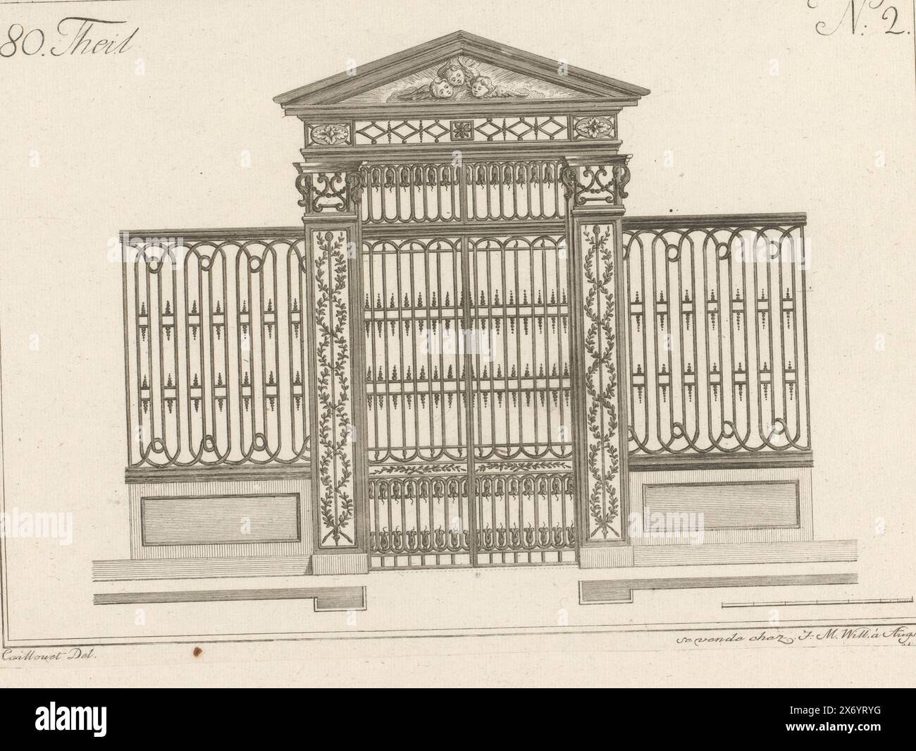 Fencing with pediment, 80. Theil (series title on object), A wrought ...
