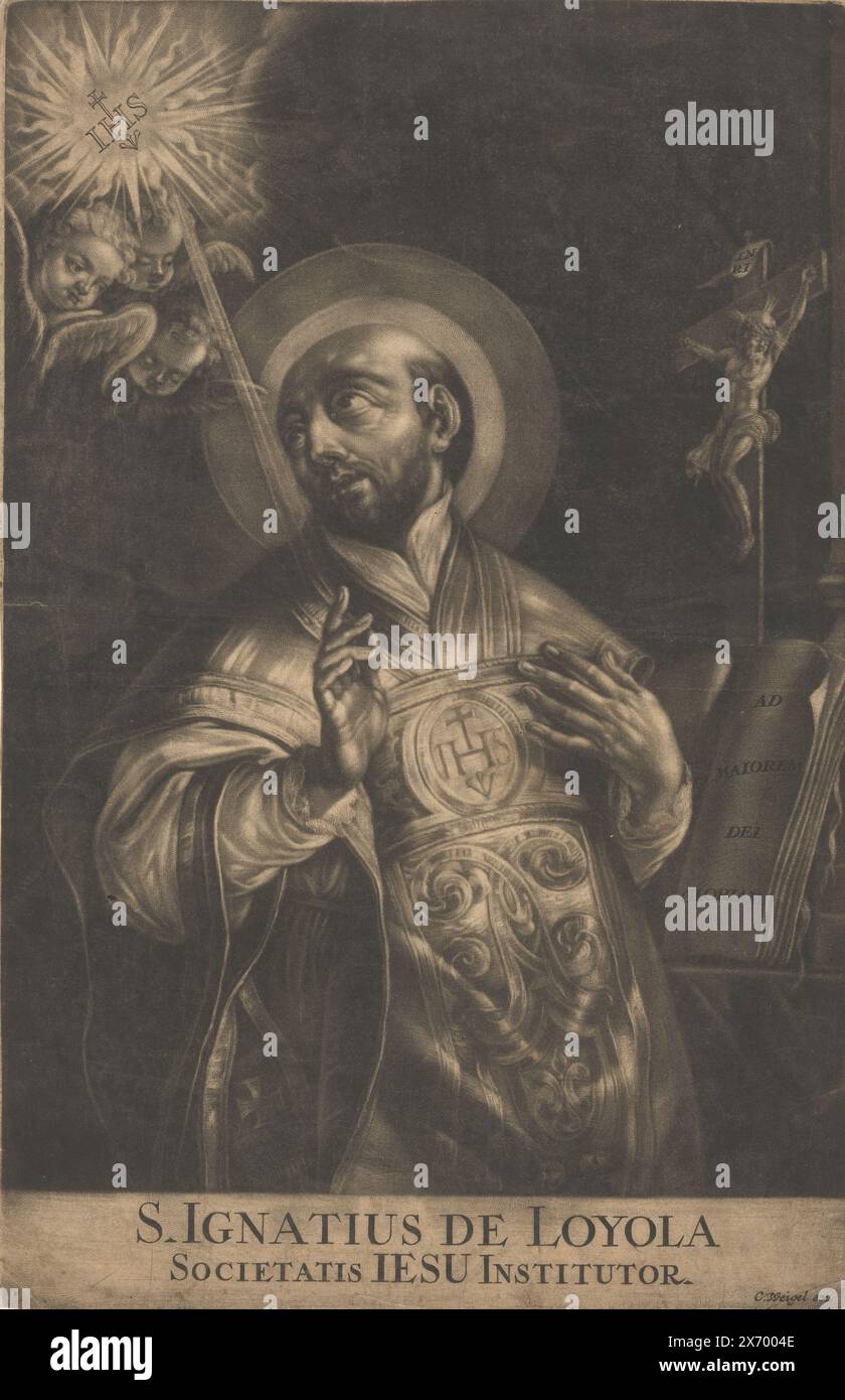 St. Ignatius of Loyola, S. Ignatius de Loyola (...) (title on object), print, print maker: anonymous, publisher: Christoph Weigel, (mentioned on object), Germany, 1664 - 1725, paper, etching, height, 394 mm × width, 257 mm Stock Photo