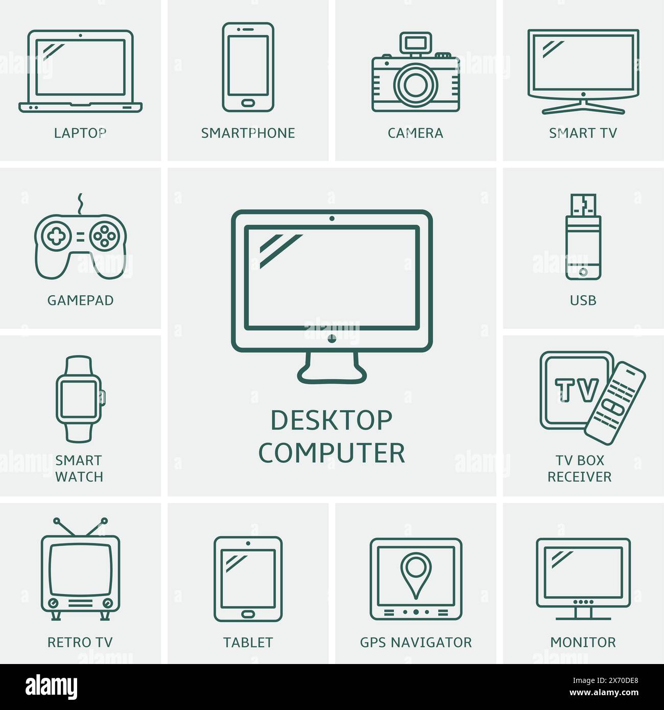 Thin line icons set. Icons for technology, electronic devices. Vector ...