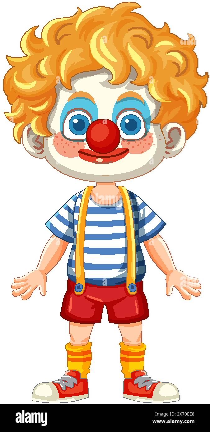 Colorful clown with curly hair and red nose Stock Vector Image & Art ...