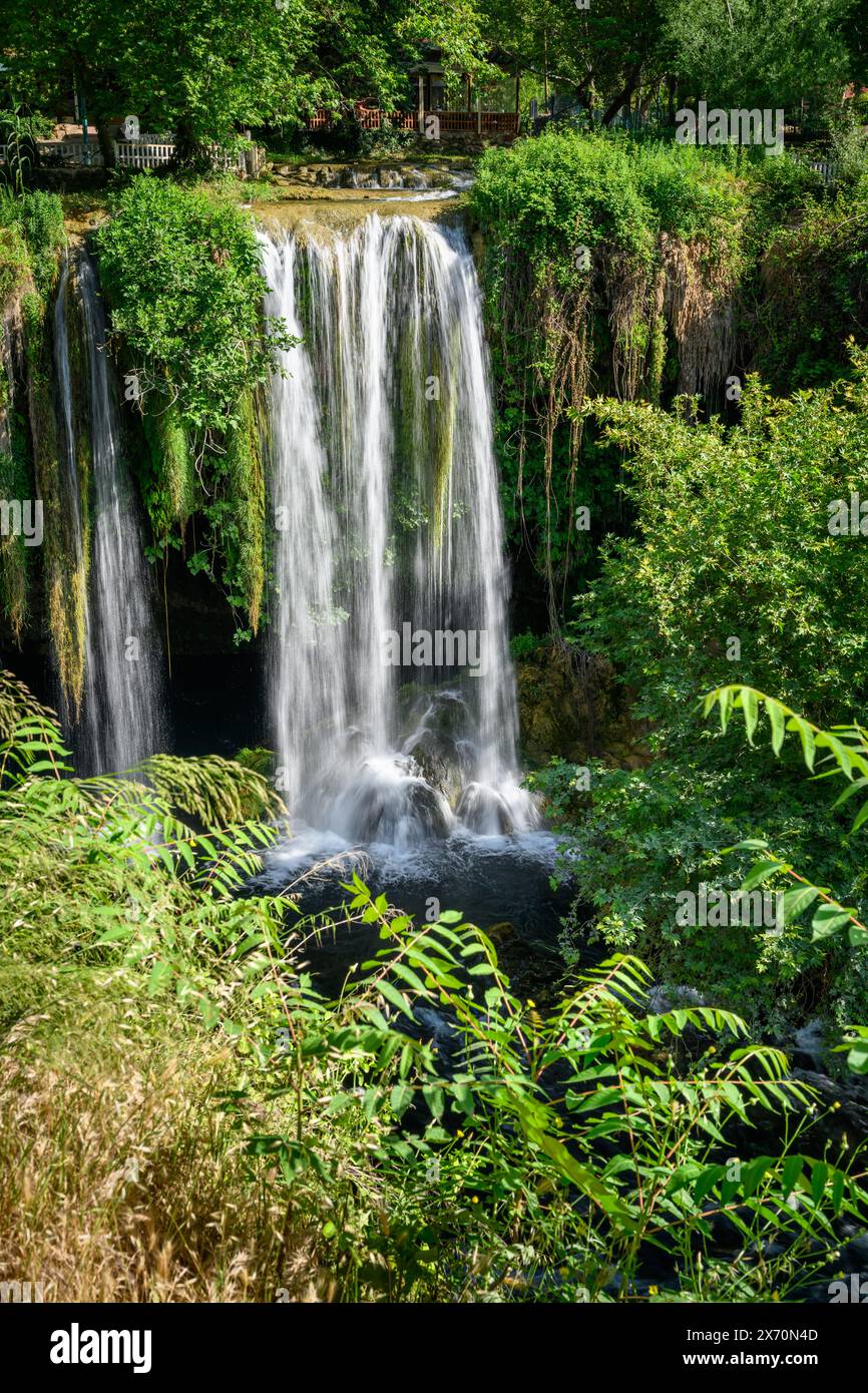 Long exposure image of Duden Waterfall located in Antalya Turkey Stock Photo