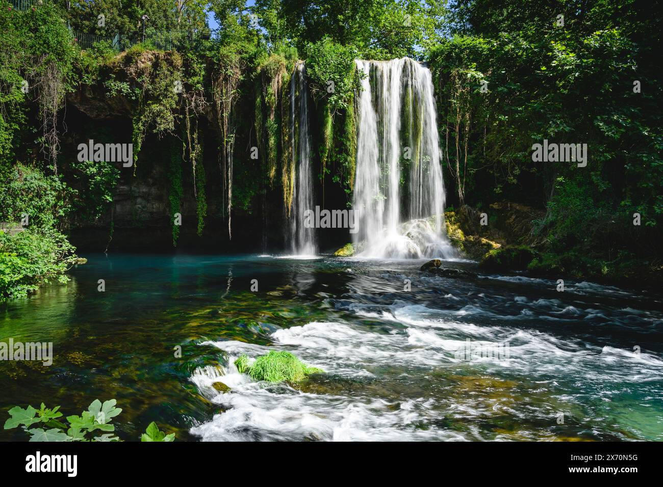 Long exposure image of Duden Waterfall located in Antalya Turkey Stock Photo