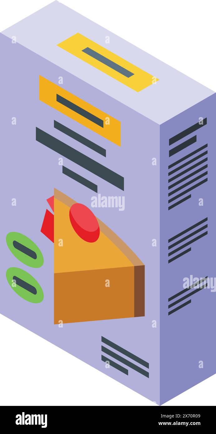 Colorful isometric representation of a server rack with indicators and ...