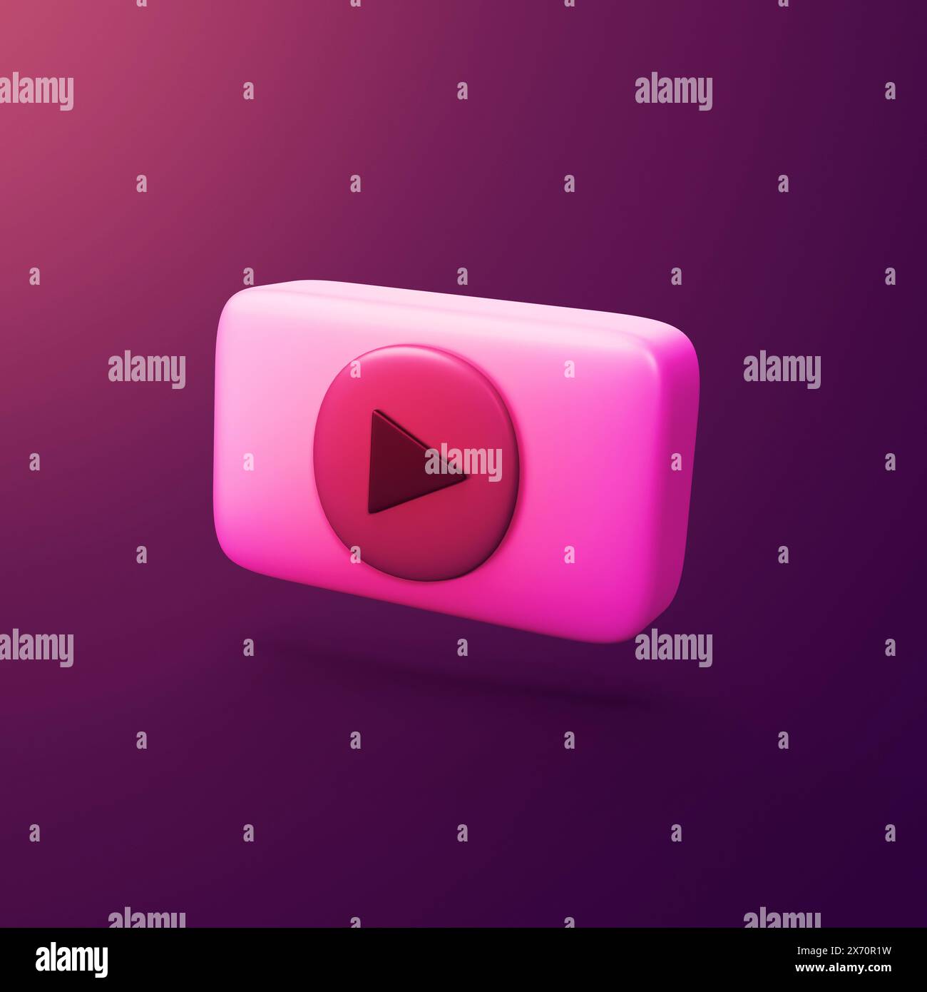 Play button - stylized 3d CGI icon object, Not gen Ai Stock Photo