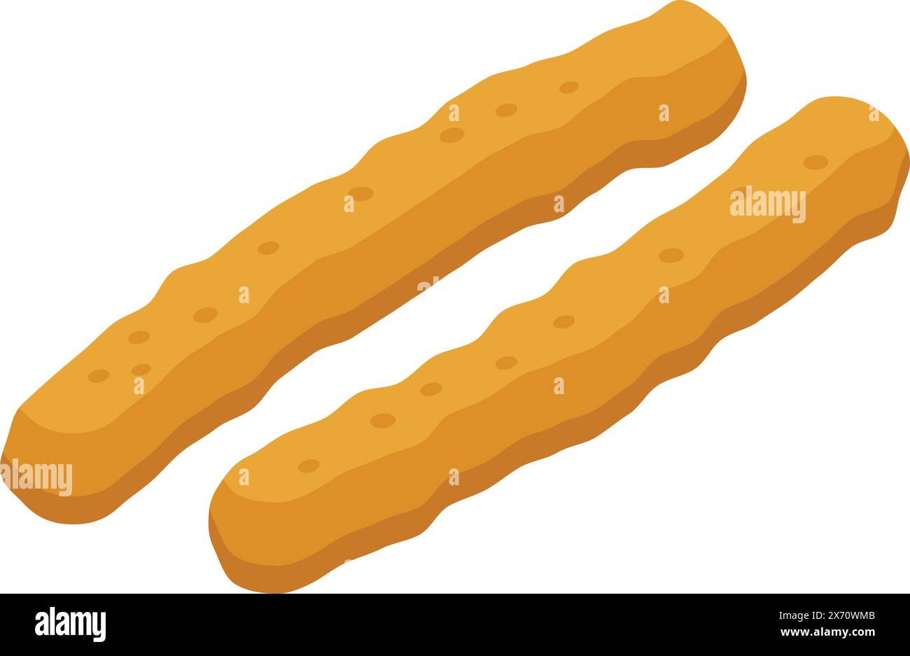 Detailed isometric illustration of churros, a traditional spanish and mexican dessert pastry, isolated on a white background Stock Vector