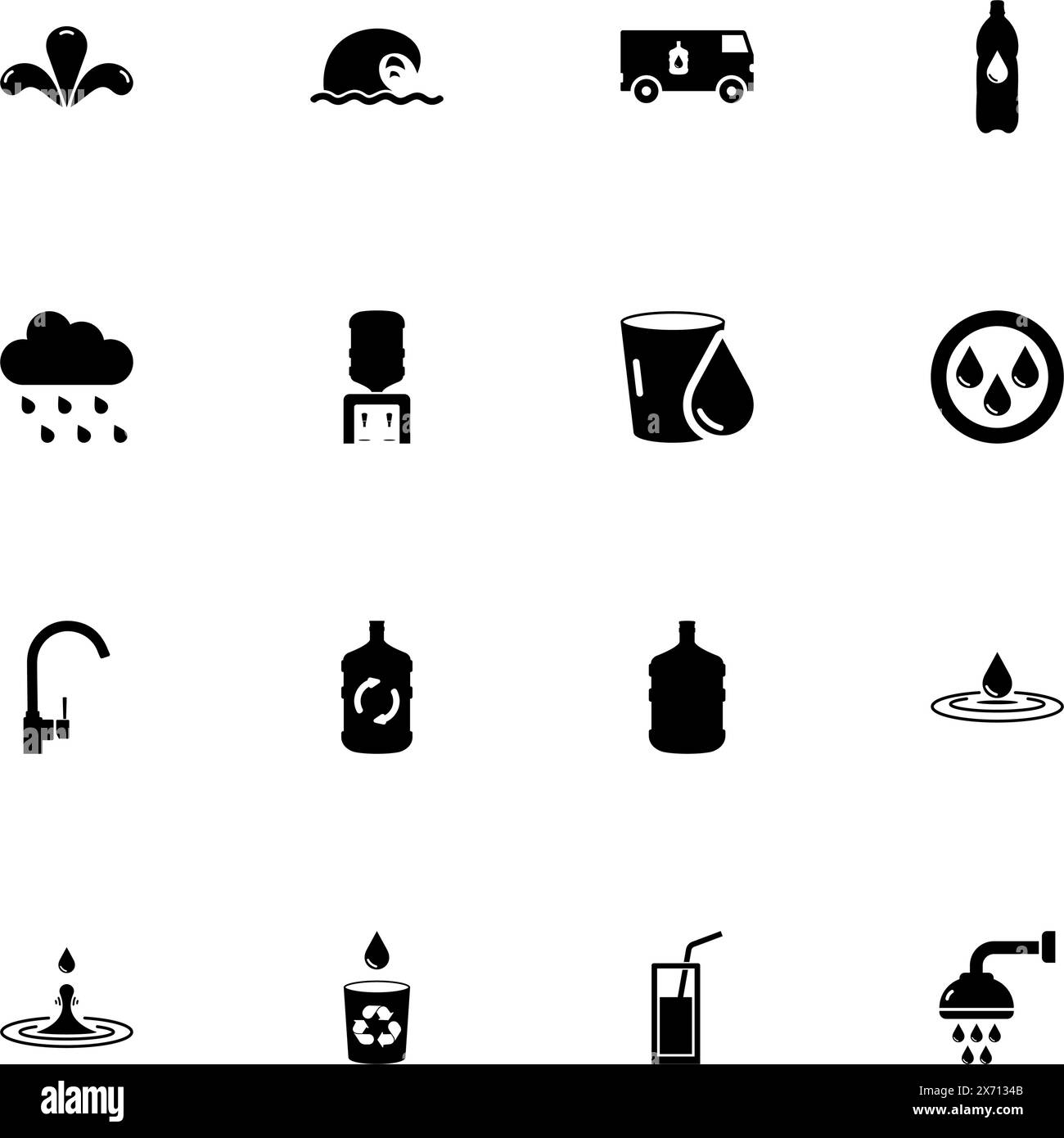 Water icon - Expand to any size - Change to any colour. Perfect Flat Vector Contains such Icons as bottle, dispenser, rain, transportation, container, Stock Vector