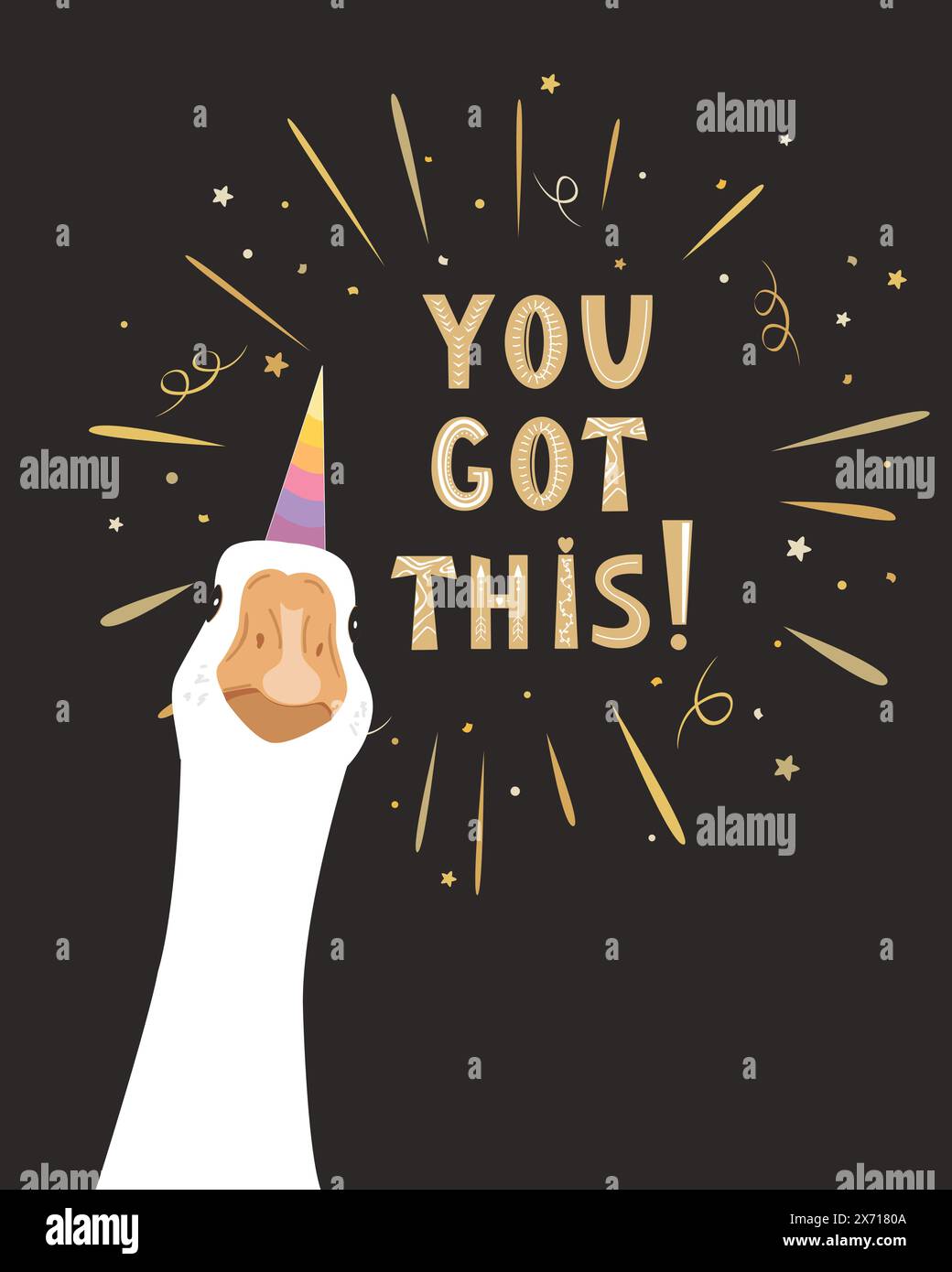 White goose head with unicorn horn and You got this lettering lettering ...