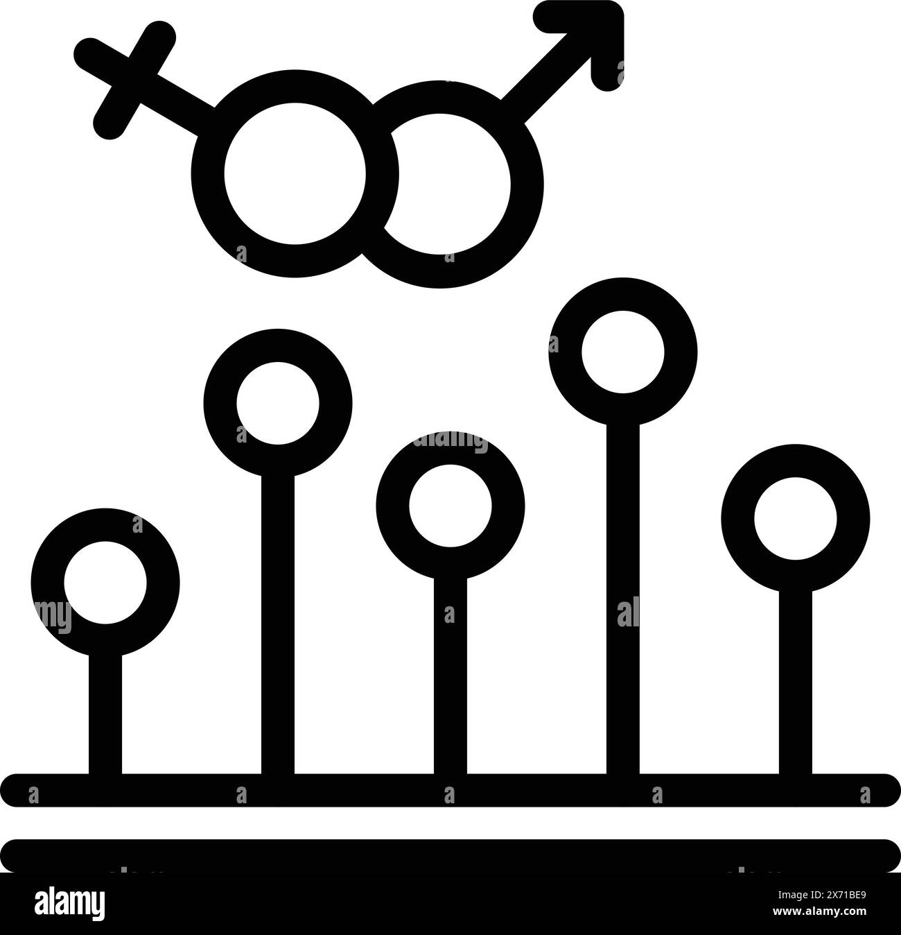 Gender equality conceptual icon with male and female symbols, promoting