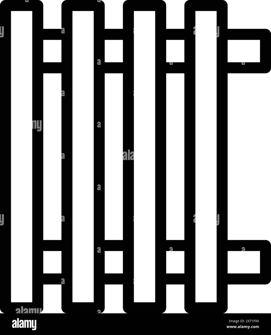 Simple line icon representing a radiator for heating, depicted in black ...