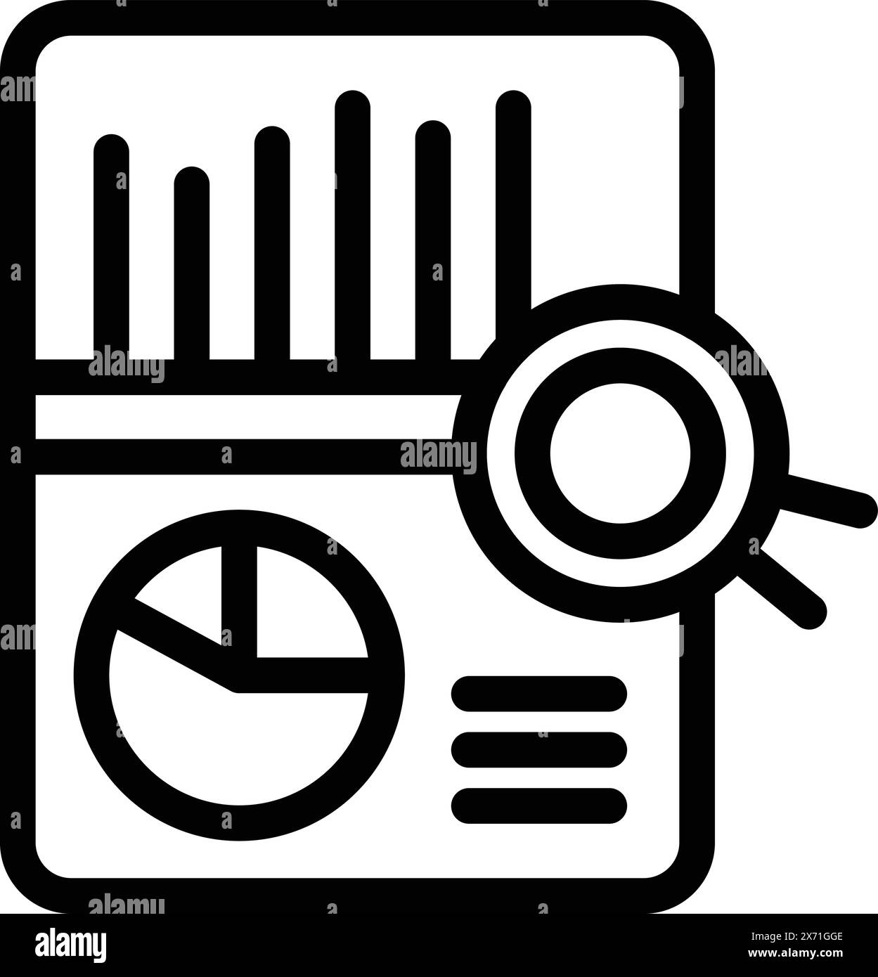 Flat vector icon depicting a business report with pie chart and ...