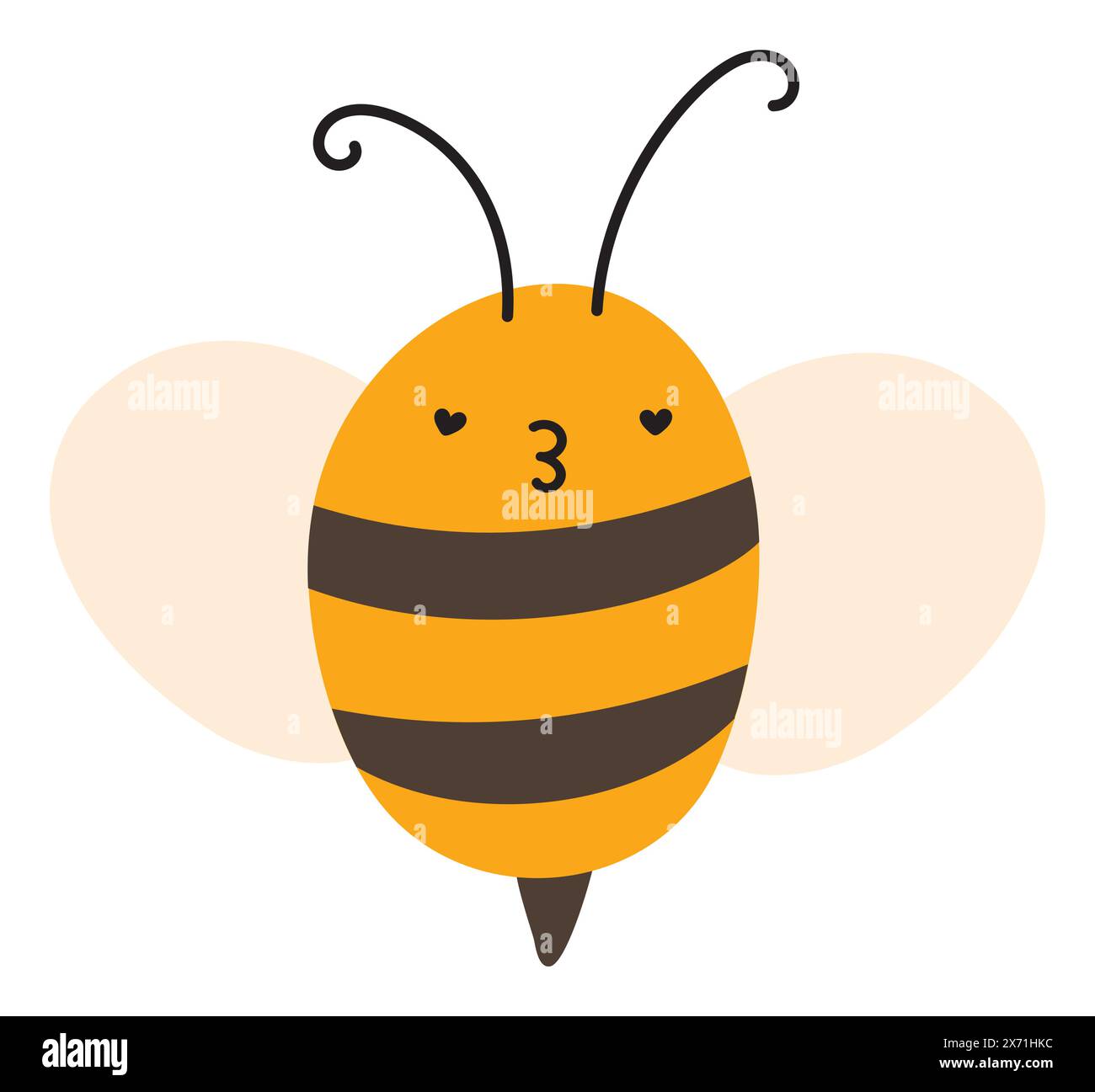Fly bee kiss Love Emoji Icon. Cute kid character. Object Symbol flat Vector Art. Cartoon element for web or typographic design, poster. Stock Vector
