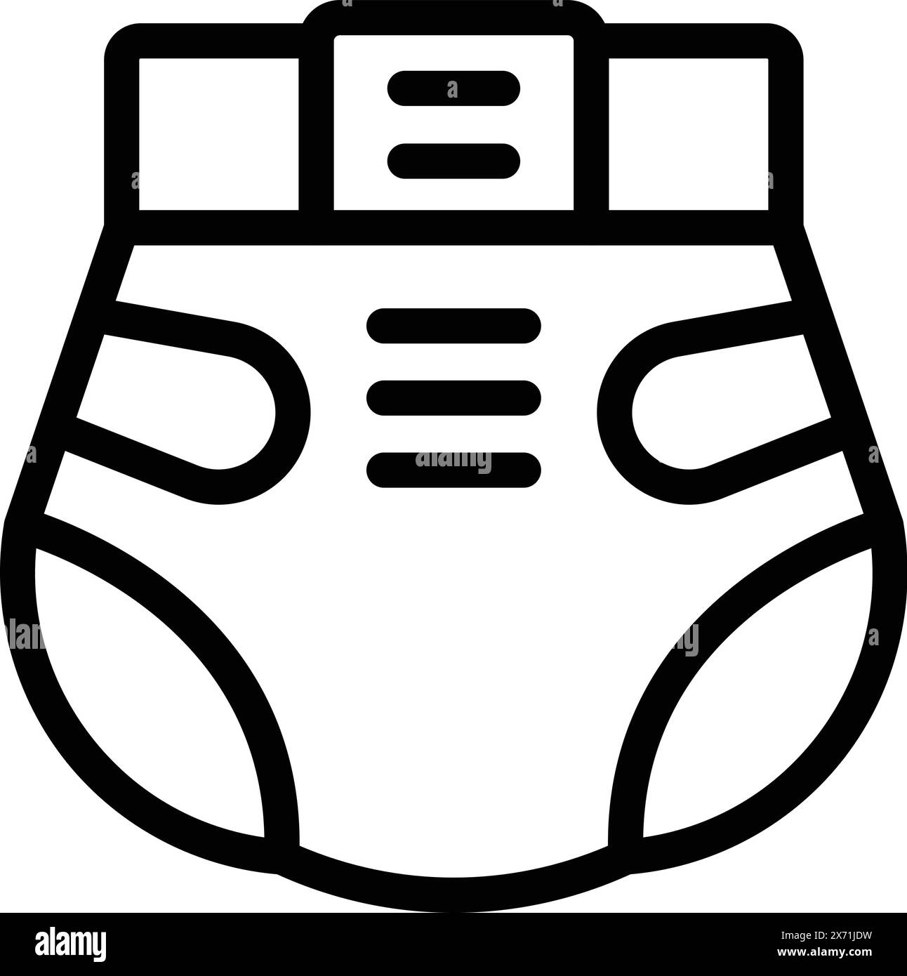 Vector illustration of a baby diaper icon in a simple black and white line art style Stock Vector